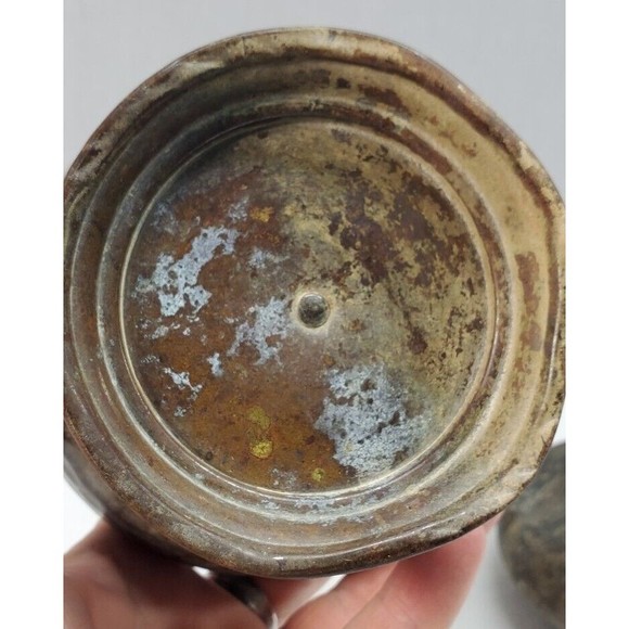 3 Metal Artifacts Brass Copper Pitcher Lotus Blossom Shaker missing top Vintage - Picture 12 of 12